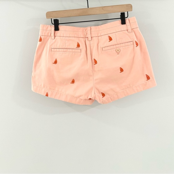 J. Crew Sailboat Embroidered Broken In Chino Shorts Orange Size 6 - Picture 7 of 8